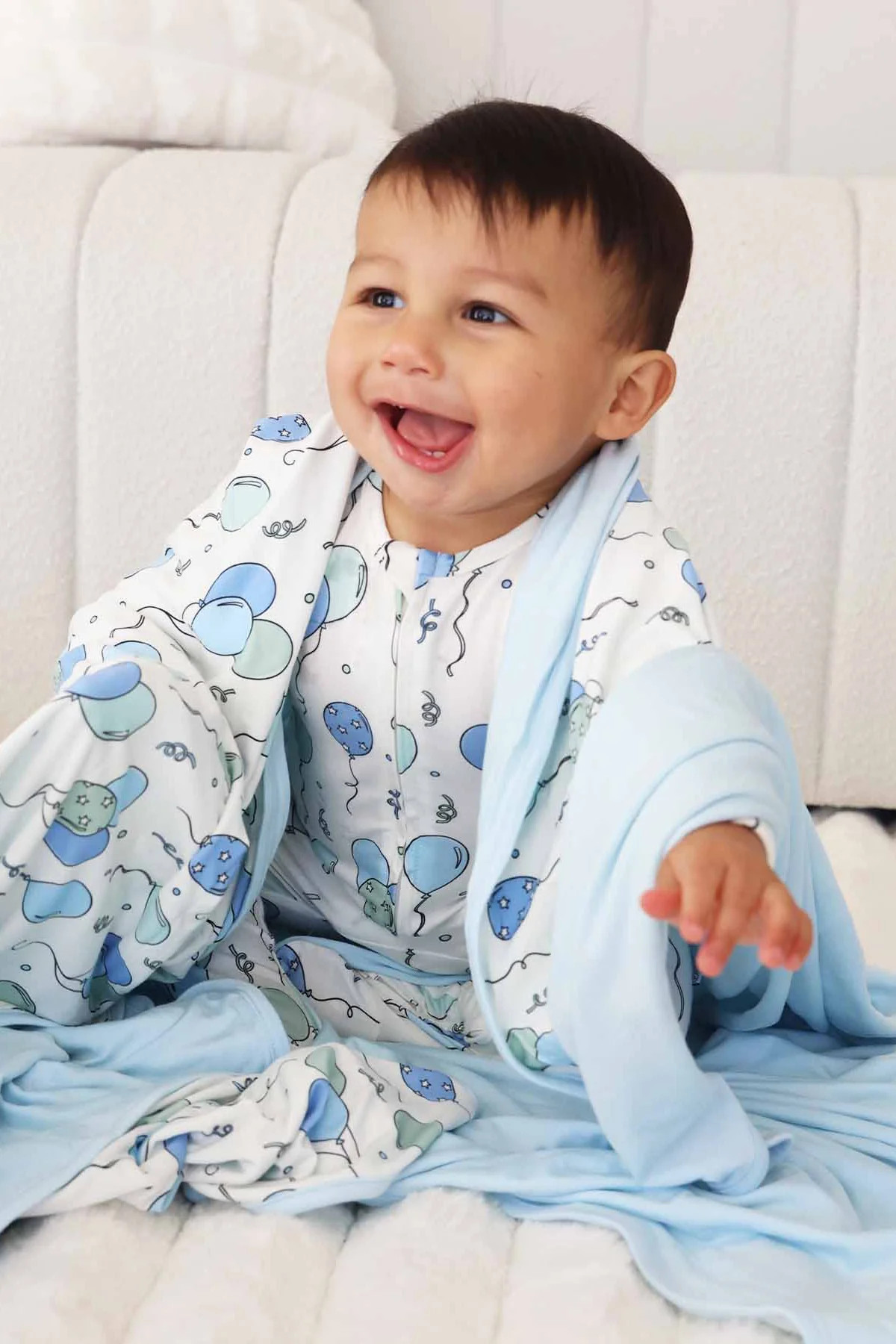 Party Time Double Sided Bamboo Blanket | Blue | Caden Lane