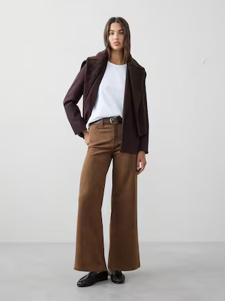 Wide-Leg High-Rise Vegan Suede Pant | Banana Republic Factory