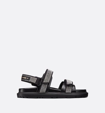 DiorAct Sandal Black Lambskin and Technical Fabric with Silver-Tone Strass | DIOR | Dior Beauty (US)