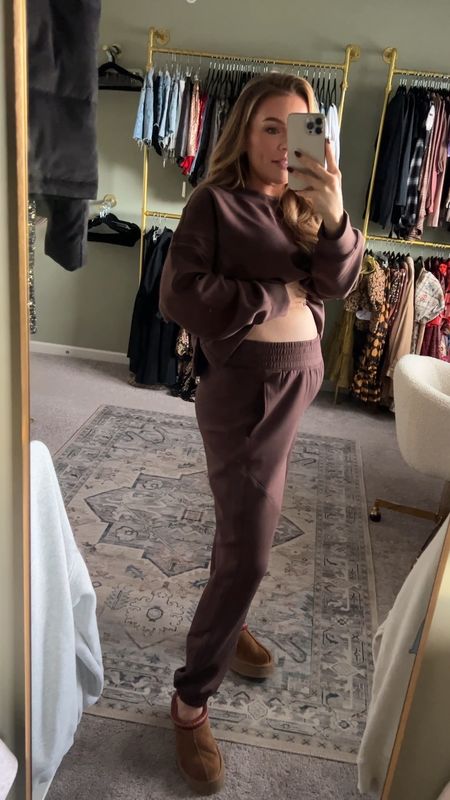 My favorite sweatsuits/loungewear. The best matching sets ever. I love that I can wear the same size pregnant and not. So good. Have so many colors. 25% off today + additional 15% off with code CYBERAF 

#LTKCyberWeek #LTKHoliday #LTKsalealert