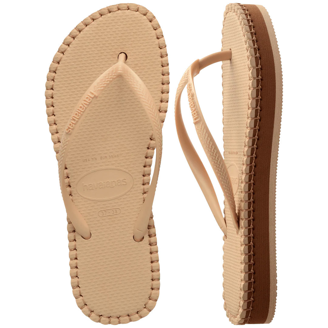 Havaianas Women's Slim Flatform Loop Flip Flops | Golden/Golden | Size 9/10 | Havaianas