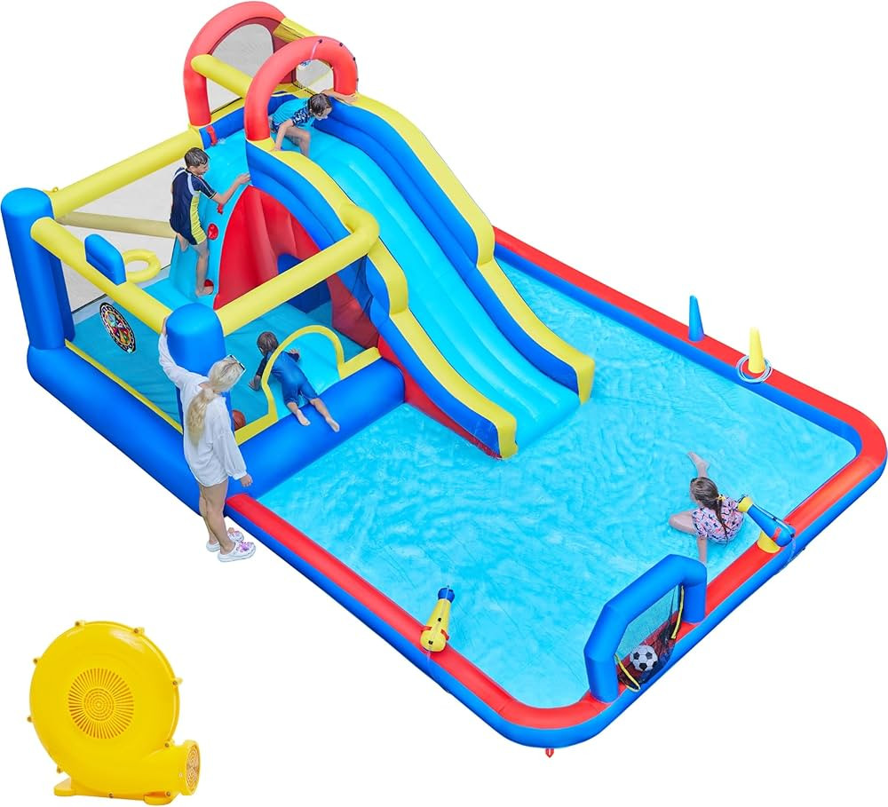 Yaheetech 10-in-1 Inflatable Bounce House w/Slide, Outdoor Water Slide w/Bouncer & Large Splash P... | Amazon (US)