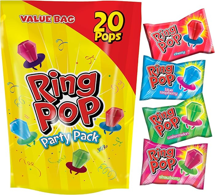 Ring Pop Lollipops - Bulk Candy Individually Wrapped Suckers Variety Party Pack- 20 Count w/Assor... | Amazon (US)