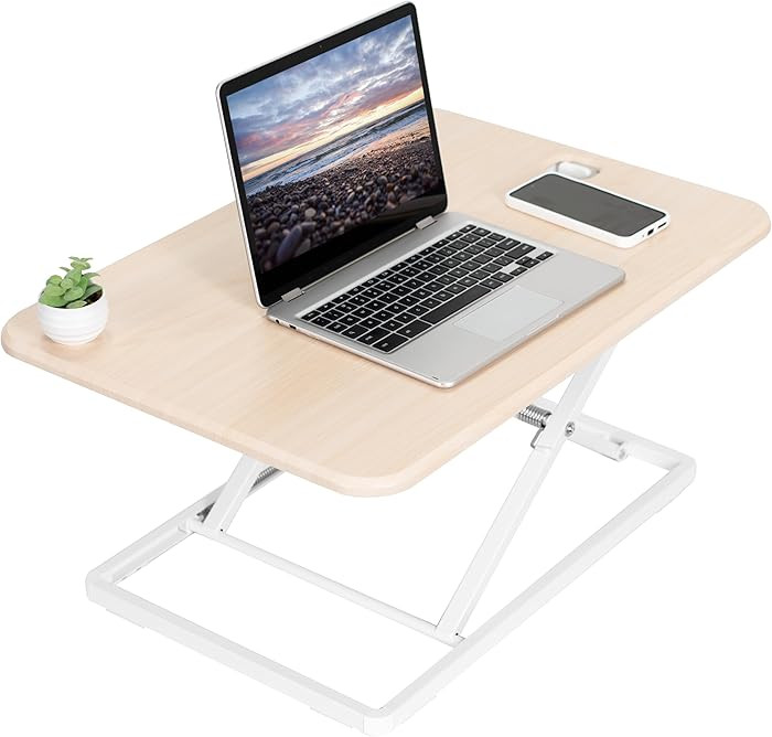 VIVO Ultra-Slim Single Top Height Adjustable Standing Desk Riser, Compact Sit Stand Desktop Conve... | Amazon (US)