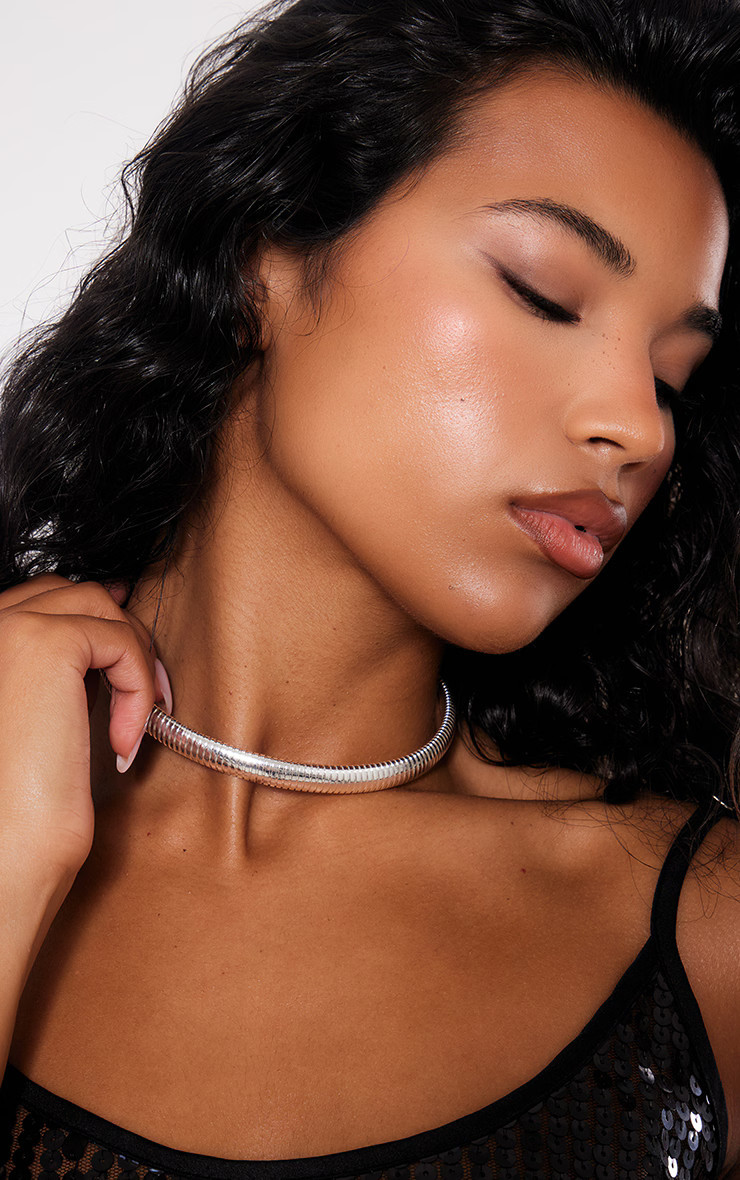 Silver Rib Stretch Choker | Accessories | PrettyLittleThing US