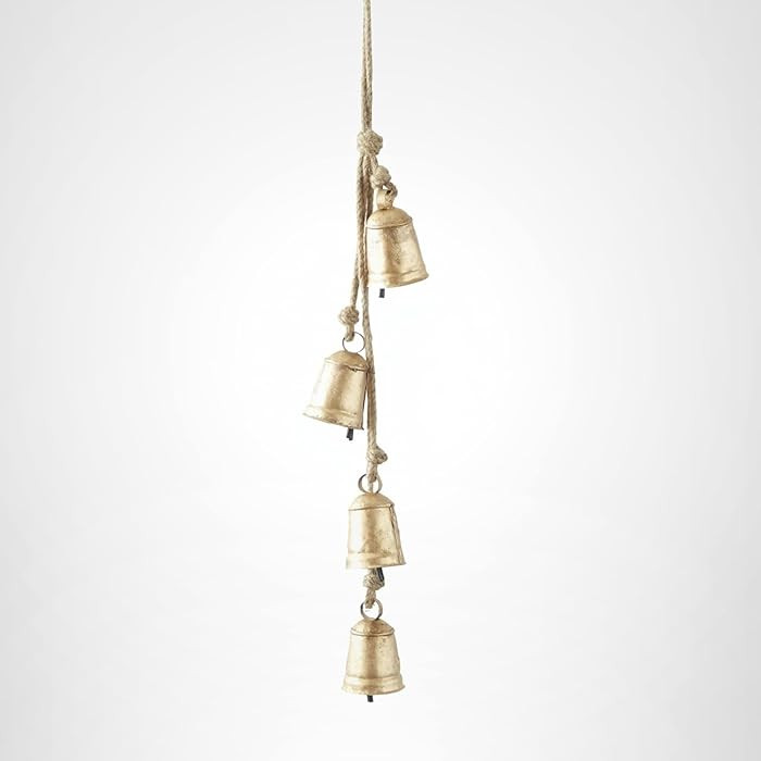 Deco 79 Metal Handmade Tibetan Inspired Decorative Cow Bells with 4 Bells on Jute Hanging Rope, 4... | Amazon (US)