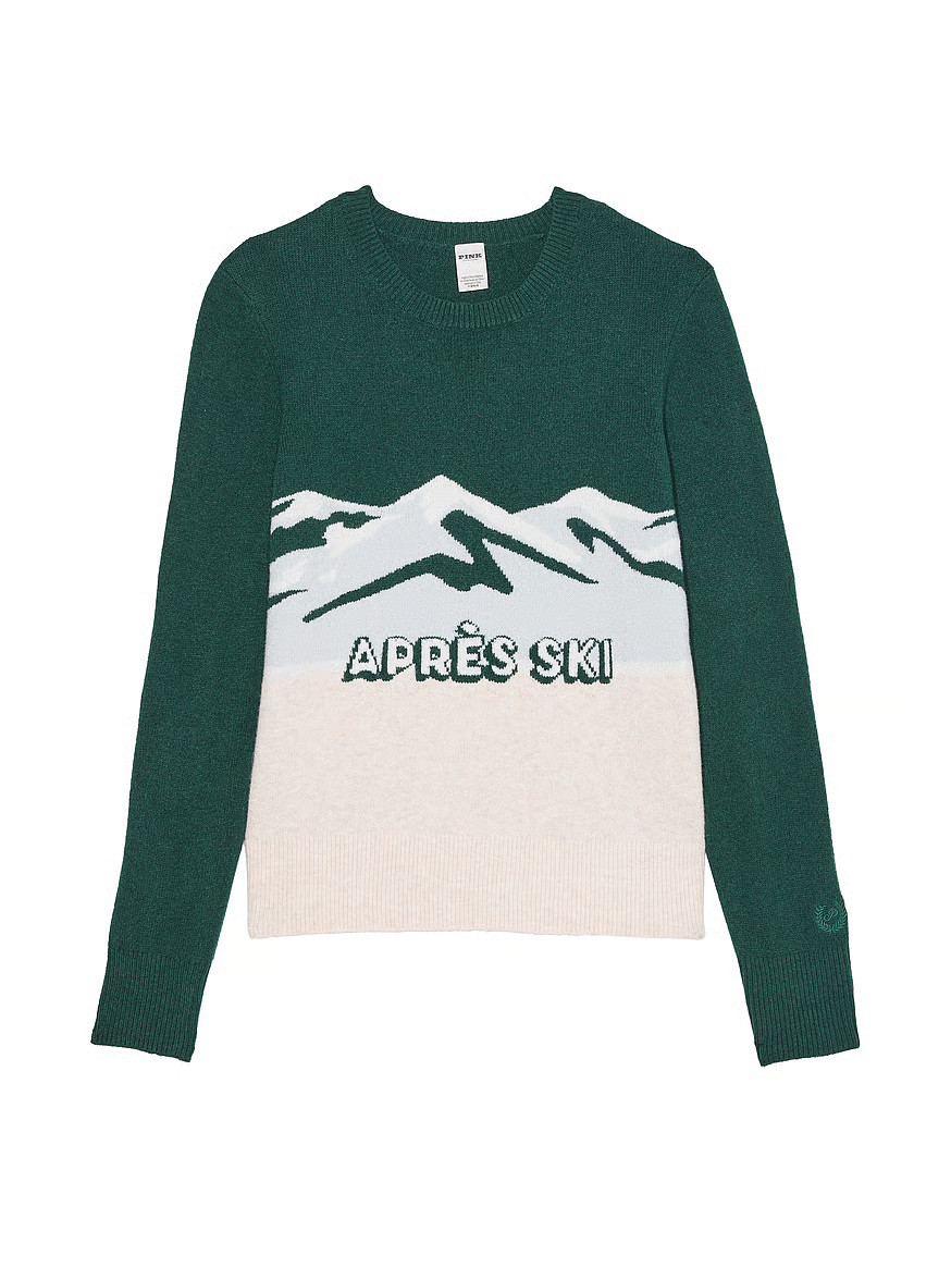 Buy Collegiate Knit Crewneck Sweater, Deep Forest Apres Ski - Order Sweaters online - PINK US | Victoria's Secret (US / CA )