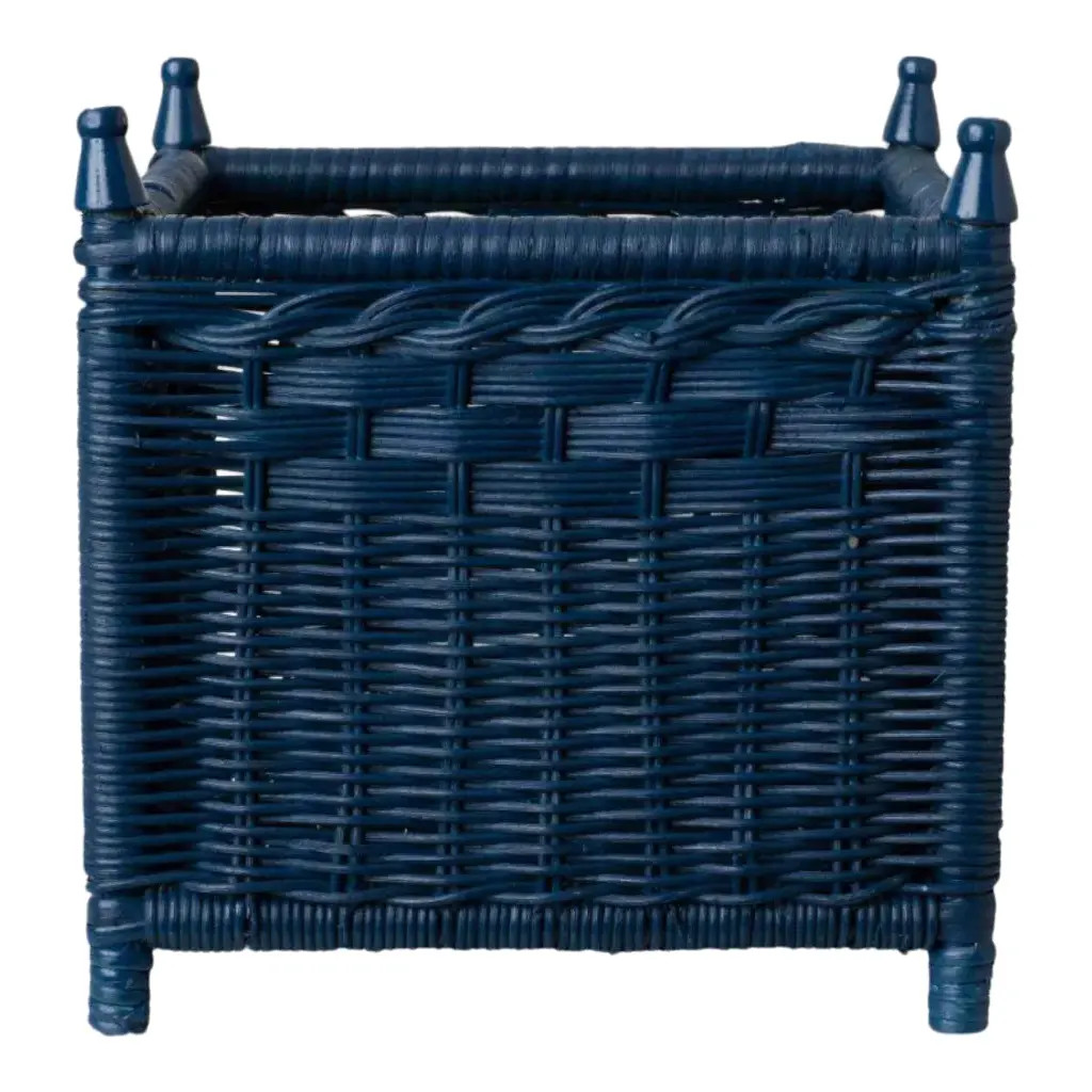 Wicker Box Planter in Navy, Large | Chairish
