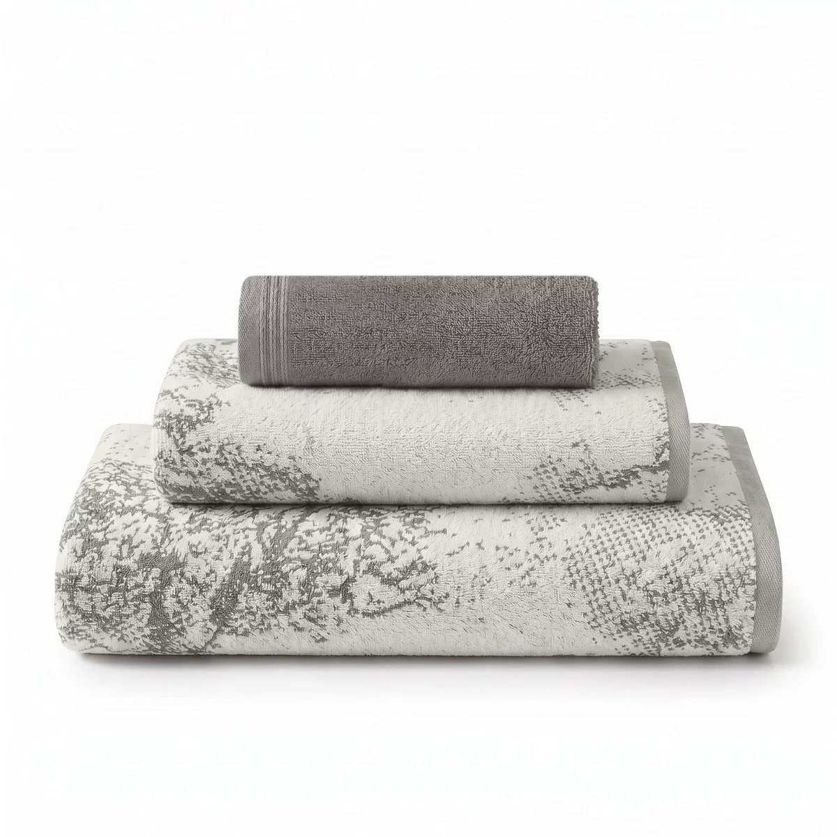 Luxury 2-Ply Cotton Marble & Solid 3-Piece Towel Set - Quick-Dry Absorbent , Ivory-Charcoal - Blu... | Target