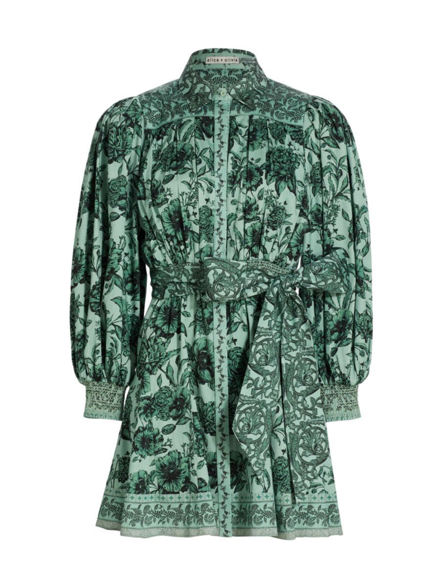 Alice + Olivia Tiffie Floral Belted Minidress | Saks Fifth Avenue