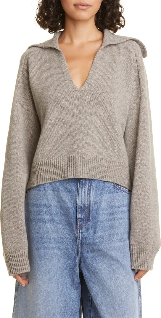 Loulou Studio Aksi Collar Crop Wool & Cashmere Polo Sweater | Nordstrom | Nordstrom