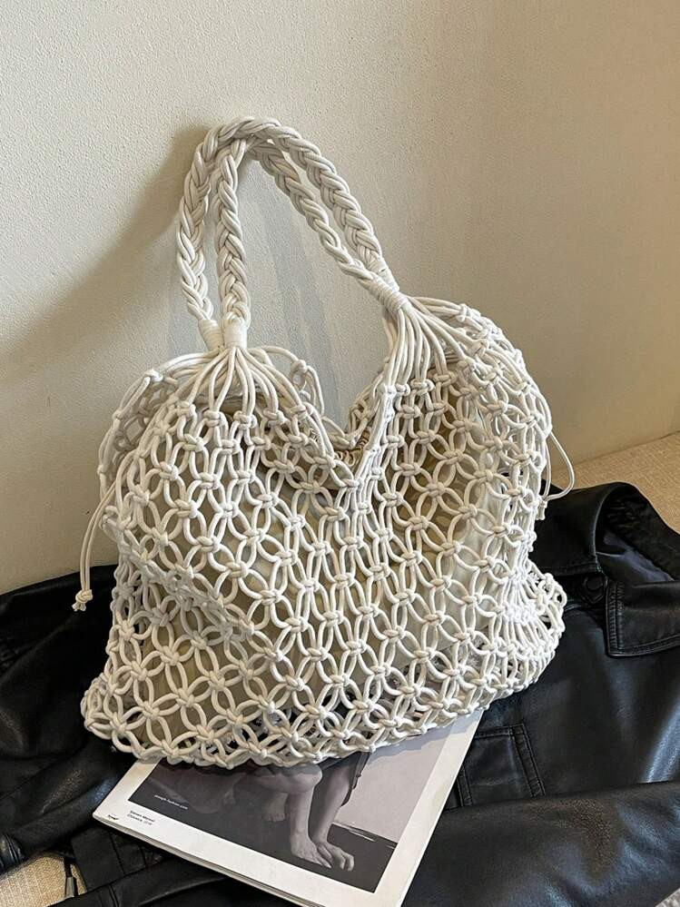 1 Pc Straw Bag, Commuter Bag, Shoulder Bag, Handbag, Portable And Portable Belt-Drawing Closed De... | SHEIN