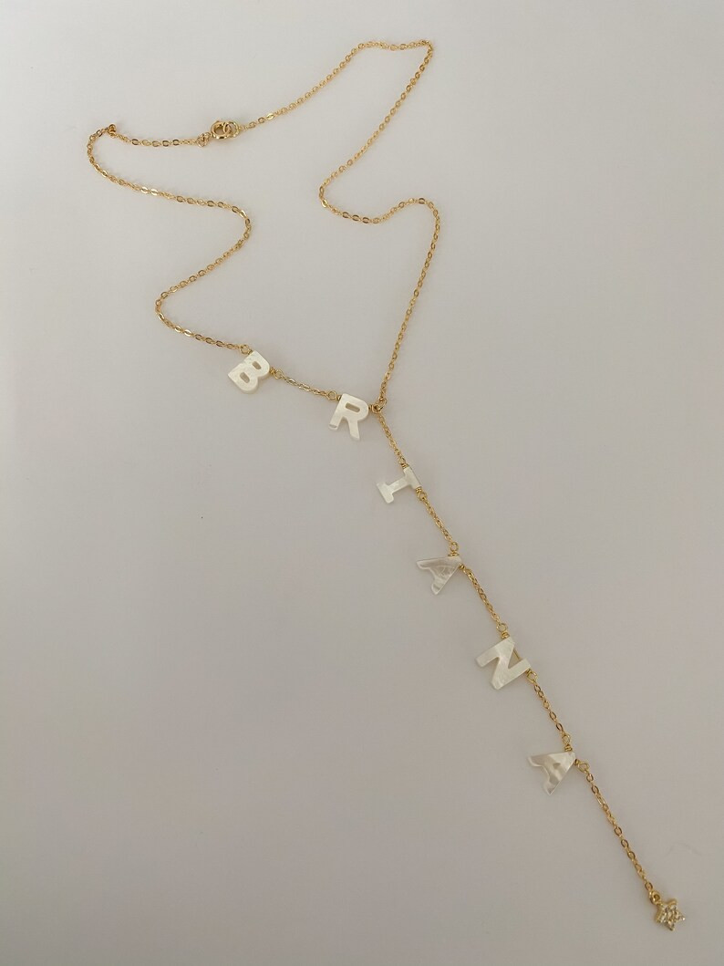 Mother of Pearl Name Necklace, Custom Name Necklace, Personalized Jewelry, Gift for Her, Gift for... | Etsy (US)