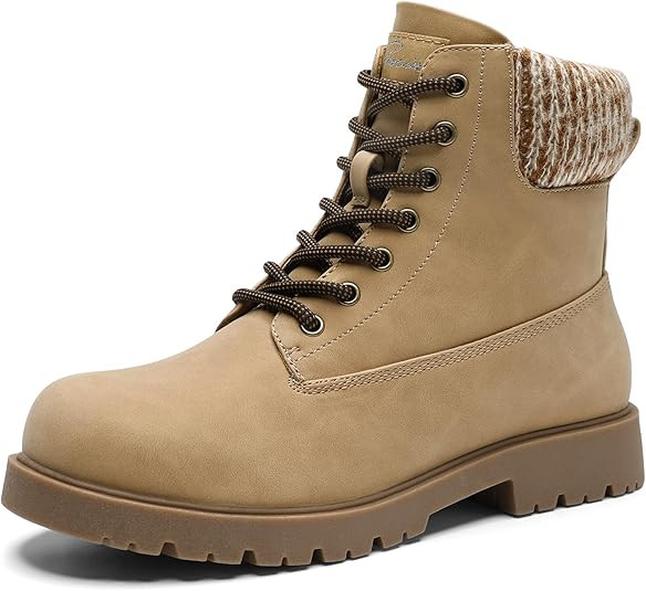 Bacia Womens Combat Boots Lace up Ankle Booties with Inside Zipper Lug Sole Hiking Boots | Amazon (US)