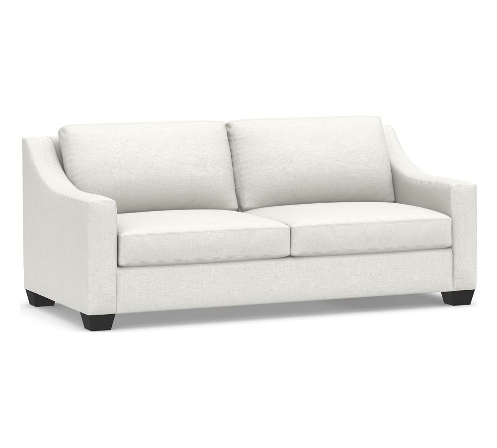 York Slope Arm Upholstered Sofa 80.5"", Down Blend Wrapped Cushions, Basketweave Slub Ivory | Pottery Barn (US)