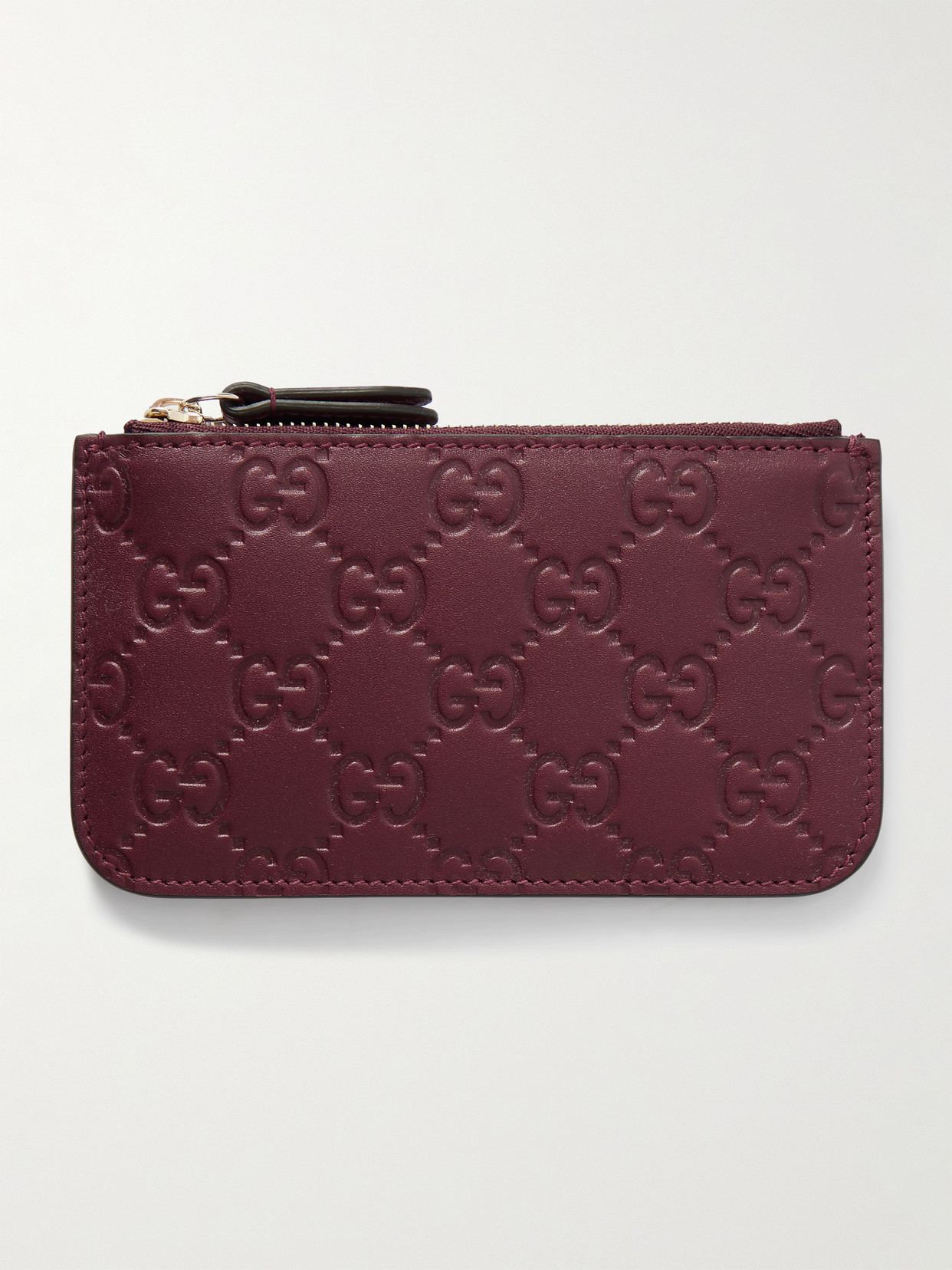 Gucci - Gg Emblem Debossed Leather Wallet - Burgundy | NET-A-PORTER (US)