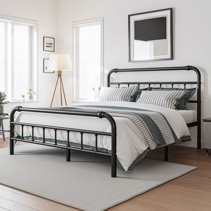Dequesha Heavy-Duty Anti-Sway 18-inch Steel Tube Iron Bed with Headboard Under the Bed for Storag... | Wayfair North America