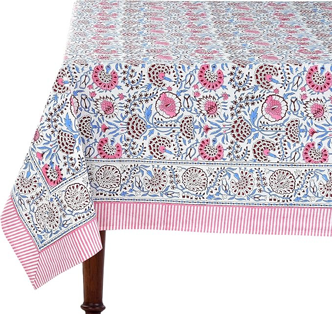 Ridhi - Hand Block Print Cotton Cloth Dinning Table Cover Wedding Farmhouse Thanks Giving Christm... | Amazon (US)