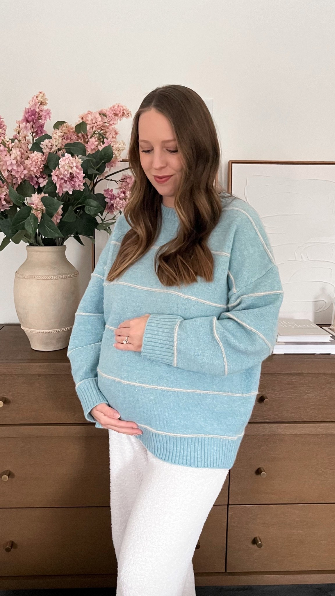 *code jillianashcraft15 for 15% off at PinkBlush Maternity* This beautiful blue sweater from PinkBlush is so comfortable especially at 30 weeks pregnant,  and will be beautiful to wear postpartum without a bump too! Wearing my normal size small ✨ 

Spring sweater, bump friendly, maternity pictures, bump pic

#LTKootd #LTKBump #LTKFindsUnder50