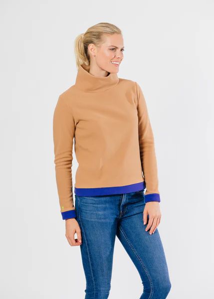 Park Slope Turtleneck Color Block (Camel) | Dudley Stephens