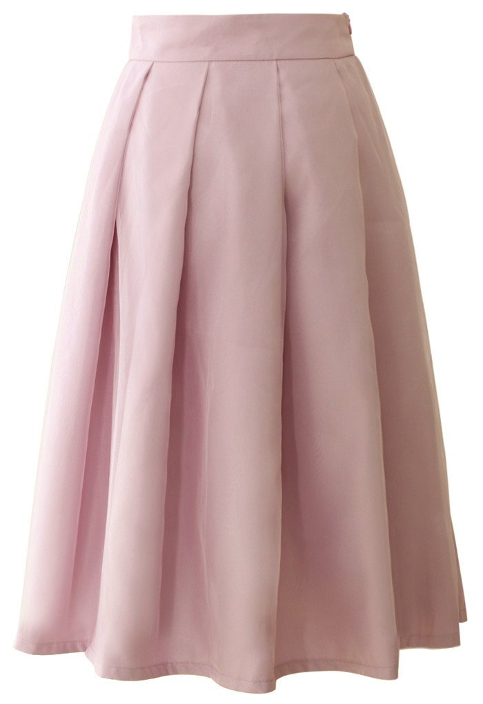 Tender Love Pleated A-line Full Skirt in Pink | Chicwish