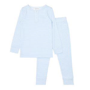unisex pima powder blue stripe pajamas set | minnow