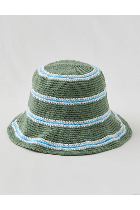 OFFLINE By Aerie Crochet Bucket Hat Women's Hiker Olive One Size | Aerie