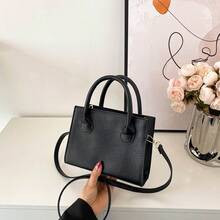 Small Square Bag Black Crocodile Embossed PU | SHEIN