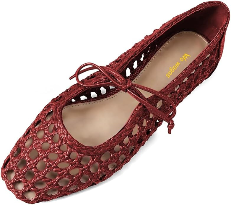 Women Closed Square Toe Braided Mary Jane Flats Woven Bowtie Slip On Ballet Shoes Patty Ballroom ... | Amazon (US)