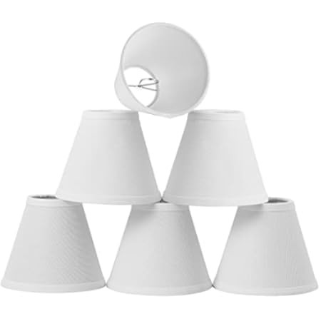 Small Lamp Shade Set of 6 Chandelier Shades 3" X 6" X 5" White Linen Clip-On Lampshade | Amazon (US)