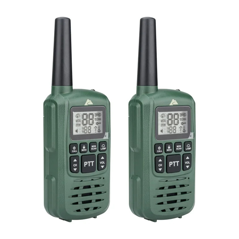 Ozark Trail Two Way Walkie Talkie, IPX4, 22 Channel, Green, 2 Pack | Walmart (US)