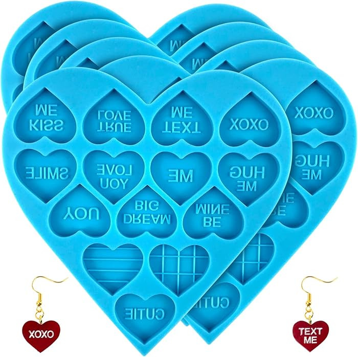 EDUEE Heart Resin Molds 5pcs Valentine's Heart Silicone Resin Molds for Keychain, Epoxy Resin Cas... | Amazon (US)