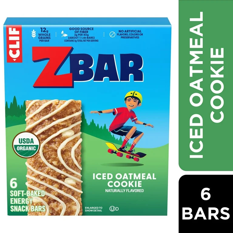 Zbar Iced Oatmeal Cookie Flavor Soft Baked Snack Bars, Organic Granola Bars, 6ct | Walmart (US)