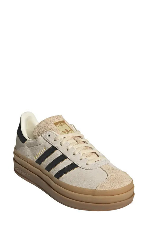 adidas Gazelle Bold Platform Sneaker in Cream White/Black/Sand at Nordstrom, Size 9.5 | Nordstrom