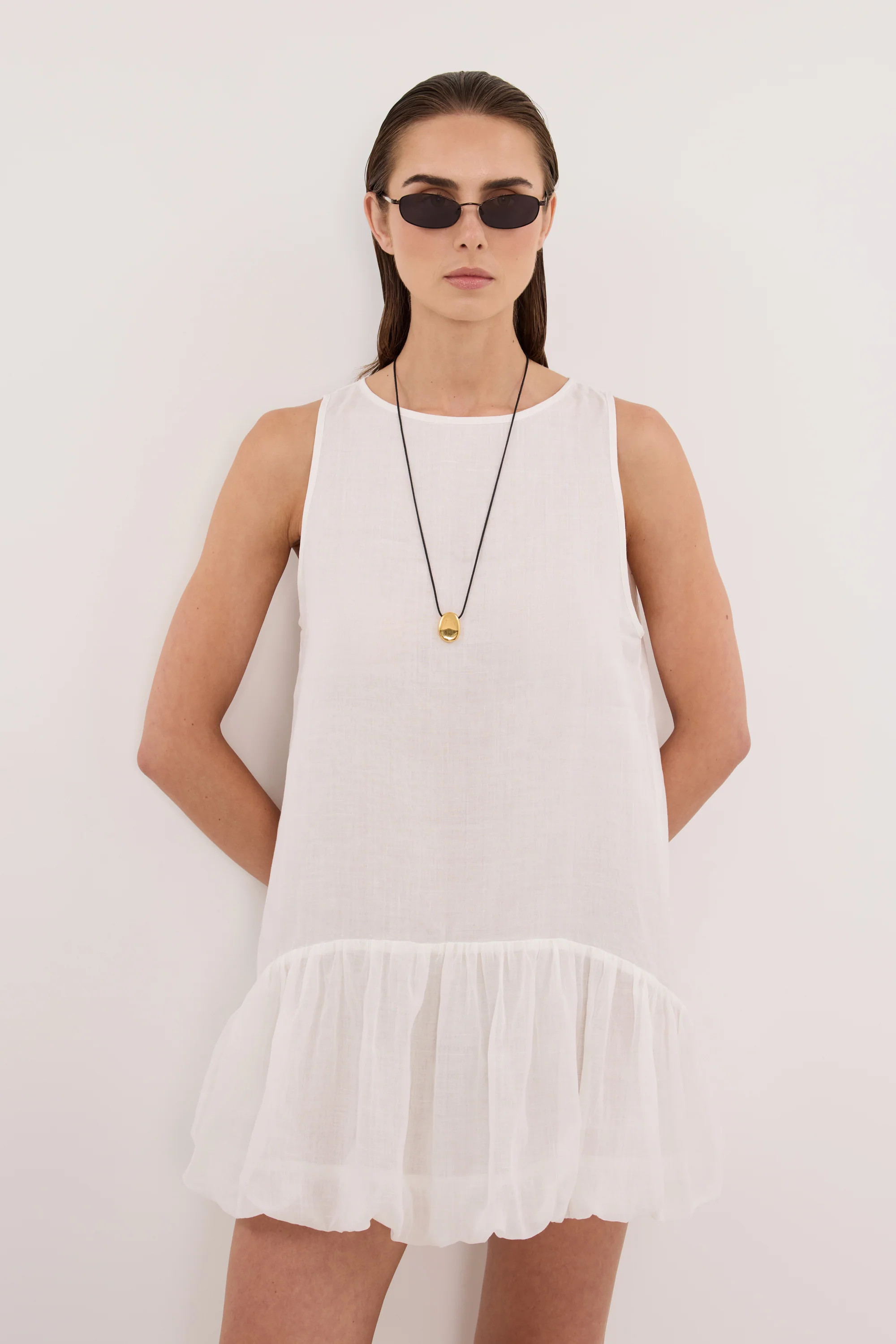 ARLO WHITE RAMIE BUBBLE MINI DRESS | DISSH
