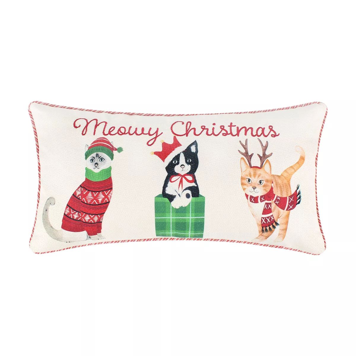 Meowy Christmas Embroidered Pillow - Levtex Home | Target