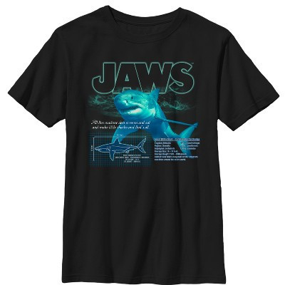 Boy's Jaws Shark Blueprint  T-Shirt - Black - Medium | Target