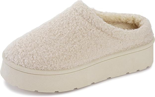 WHITIN Women's Teddy Fleece Platform Mule Slippers | Amazon (US)