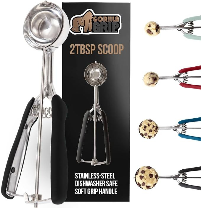 GORILLA GRIP Stainless Steel Cookie Scoop for Baking, 2 TBSP, Multipurpose Melon Baller, Meatball... | Amazon (US)