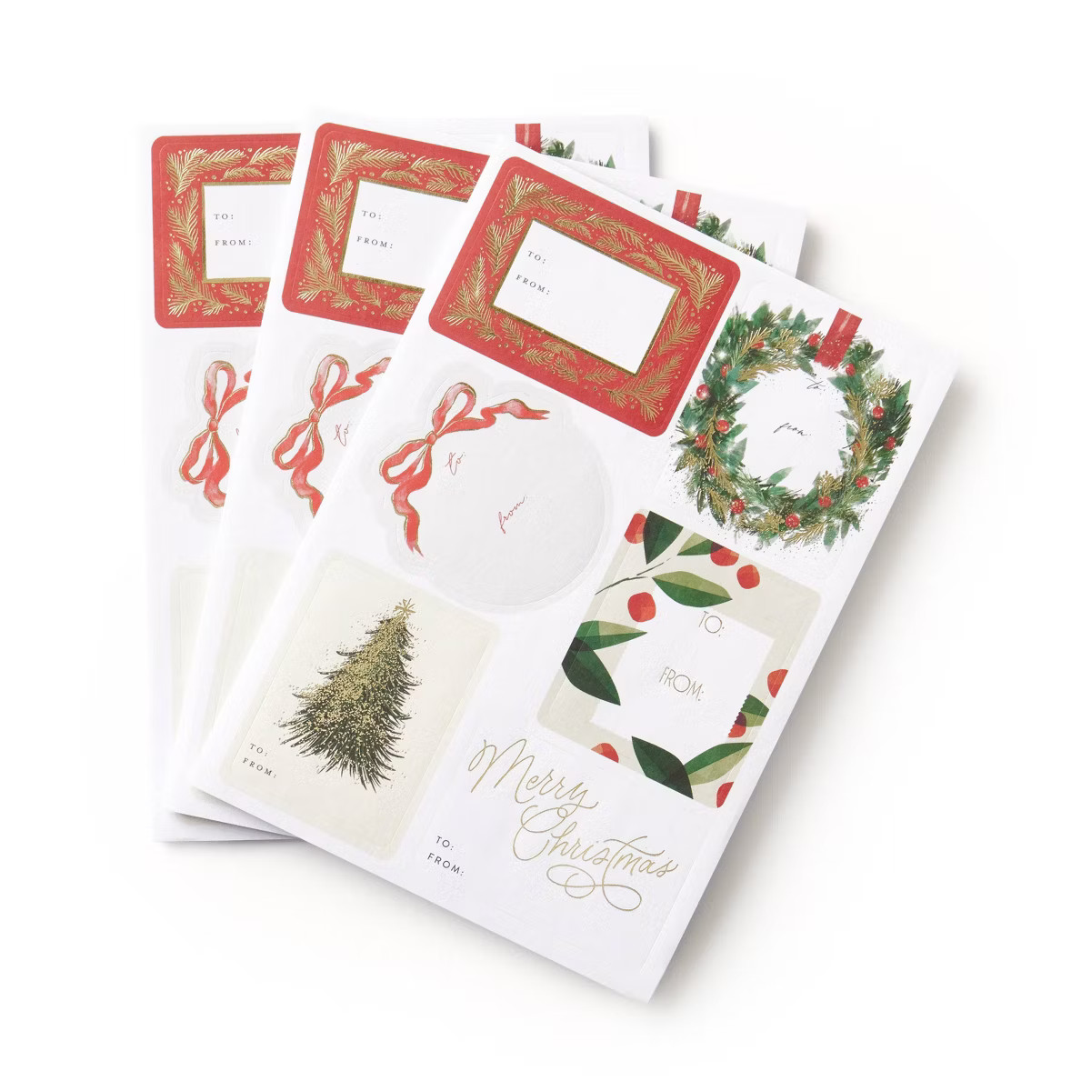 Minted 84ct Foil Festive Holiday Gift Stickers Red/Green/White | Target