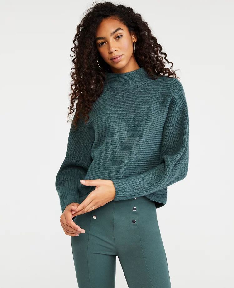 Stitched Mock Neck Sweater | Ann Taylor (US)