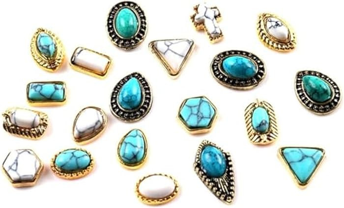 50 PCS Turquoise Nail Hanging Ornaments 3D Nail Art Supplies Nail Art Accessories Western Nail Ha... | Amazon (US)