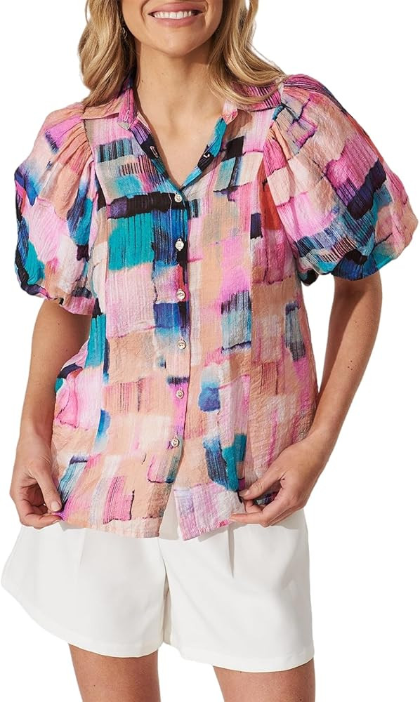 Sissyaki Women's Long Sleeve Floral Print Blouse Boho Button Down Shirts Spring Summer Tops 2024 | Amazon (US)