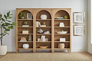 Martin Furniture Modern Wood Open Bookcase Wall, Office Shelving, Storage Cabinet, Light Brown | Amazon (US)