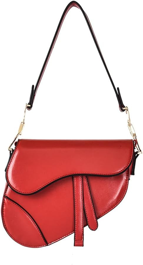 RomanticDesign Women Saddle Shoulder Bag Trendy PU Leather Satchel Bag Underarm Handbag Crossbody... | Amazon (US)