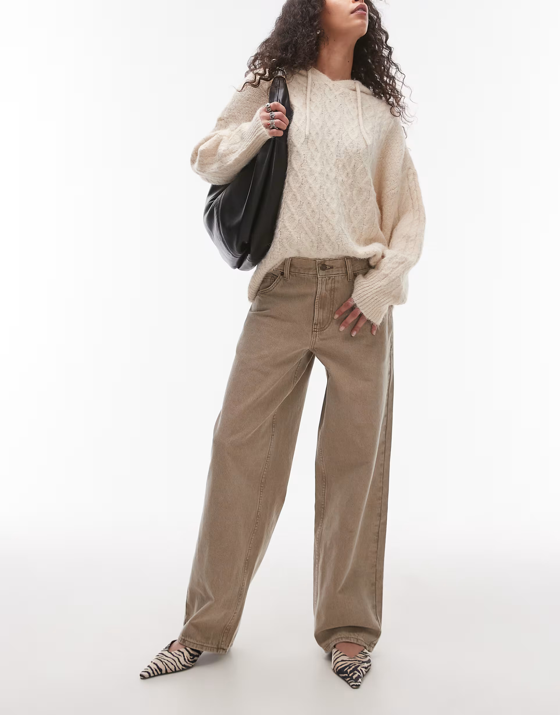 Topshop Cinch low rise jeans in latte brown | ASOS (Global)