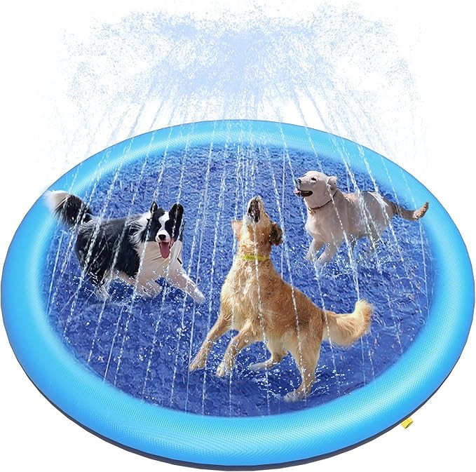 Peteast Splash Pad for Dogs & Kids - Anti-Slip Dog Pool for Large Dogs, 0.58 mm Thickened Durable... | Amazon (US)