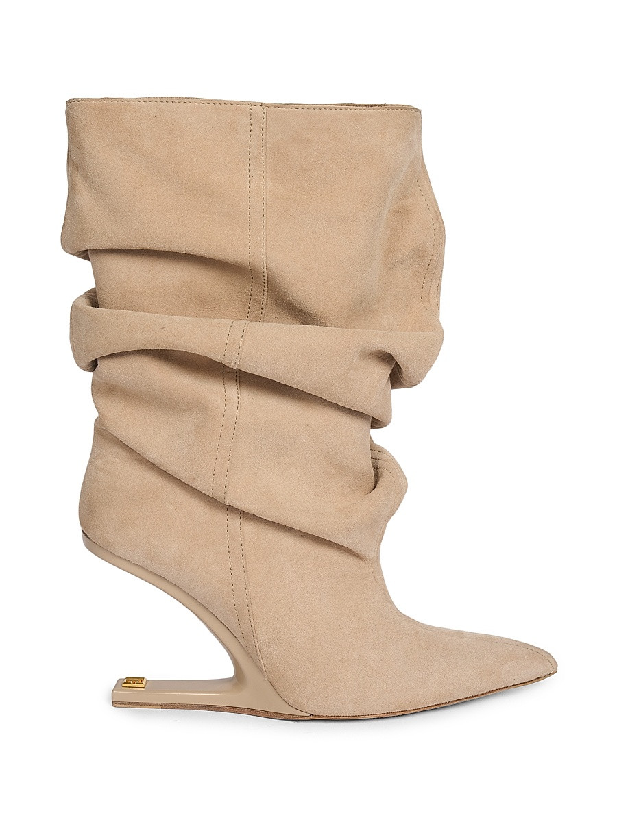 Women's 95MM Draped Suede Sculptural Ankle Boots - Sable - Size 9.5 | Saks Fifth Avenue