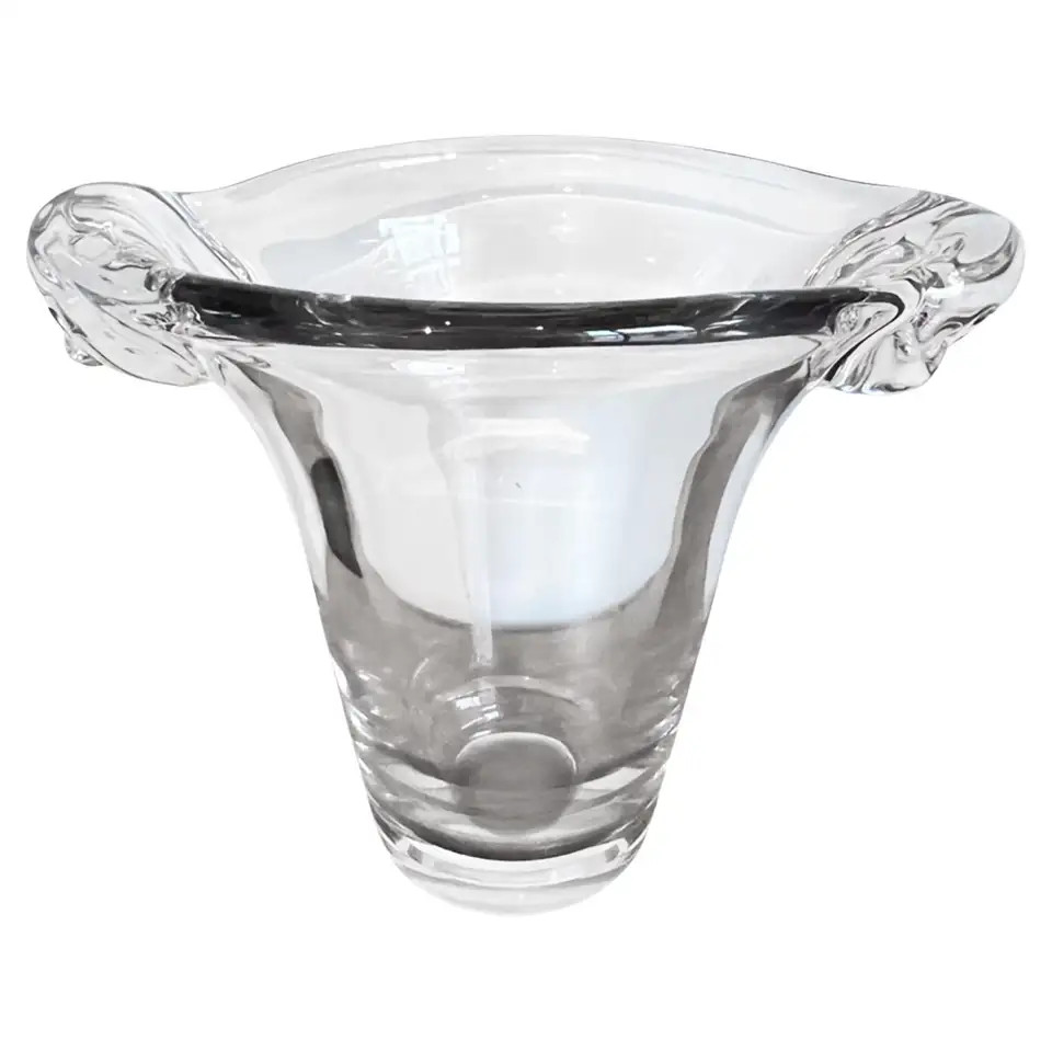 Large Clear Glass Vase by Daum, French 1960s | 1stDibs