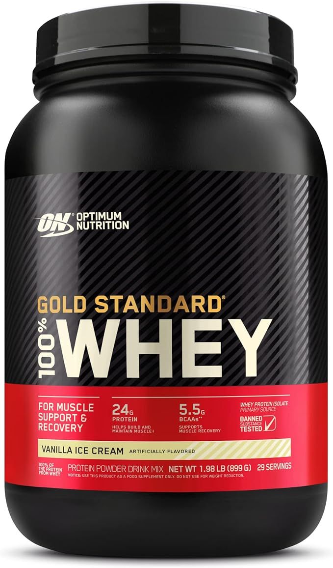 Optimum Nutrition Gold Standard 100% Whey Protein Powder, Vanilla Ice Cream, 2 Pound (Pack of 1) | Amazon (US)
